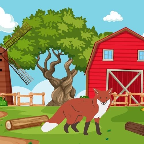 Four Lambs and a Fox